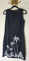 Jason Wu Shift Dress w/ Palm Tree Embroidery Black Sz Reg 6 Linen Blend - £14.70 GBP