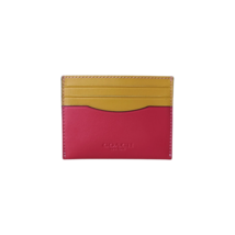 Coach Leather Yellow-Red Card Case $120  WORLDWIDE SHIPPING - $48.51
