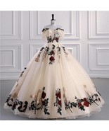 New Champagne Quinceanera Dresses Luxury Lace Party Dress Off The Should... - $345.99