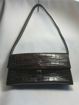 Furla Modele Depose FBR Italy Genuine Leather Faux Crocodile Purse Shoulderbag - £150.52 GBP