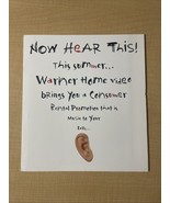 Warner Bros Original Press Kit 9x10” Video Store Promo Now Hear This! CV JD - €11,49 EUR