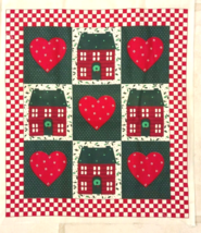 Hallmark &quot;From The Heart&quot; Christmas Fabric ~ 8-BLOCK PANEL 45&quot;x25&quot; Cheater Quilt - £7.90 GBP