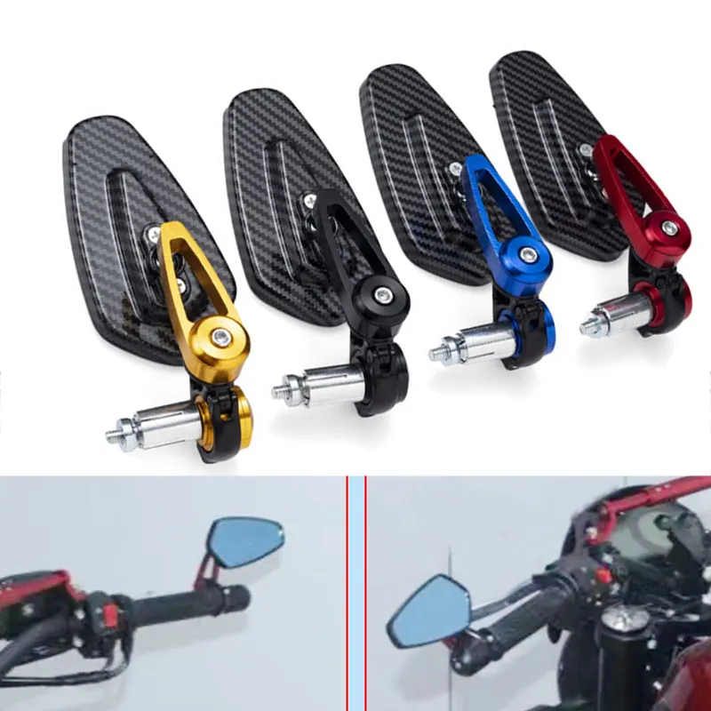 7/8&quot; 22mm Motorcycle Rearview Mirror Carbon Fiber Pattern Handlebar Mirror - £22.14 GBP