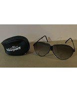 Vintage NOS Newport Black Foldable Aviator Sunglasses W/ Storage Case - €12,48 EUR