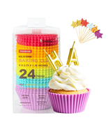Silicone Cupcake Liners, 24 Count Cupcake Baking Cups, Rainbow Multi-Color - $32.43 CAD