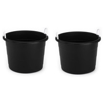 18 Gal Plastic Utility Storage Bucket Tub W/ Rope Handles, Black, (2 Pack) - £86.68 GBP