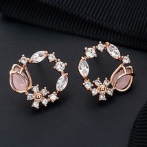 Korean New Colorful Rhinestone Pearl Drop Earrings for Women Charm Butterfly Flo - £7.73 GBP