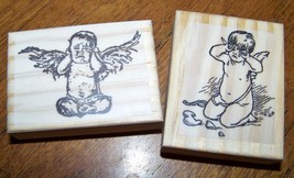 2 Unhappy Angels new rubber art stamps spiritual religious - $14.00