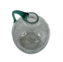 Antique BLENKO Crackle Handblown Art Glass Green Handled Bottle Jug or Vase - £66.68 GBP