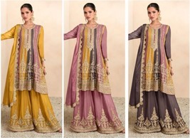 Readymade Wedding Suit &amp; dupatta designer embroidery Chinnon Party wear ... - $101.44
