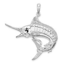 Sterling Silver Polished Textured Marlin Fish Pendant - £140.82 GBP