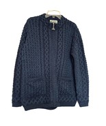 Aran Crafts Womens Navy Cable Knit Cardigan Sweater Merino Wool Sz Large... - £99.76 GBP