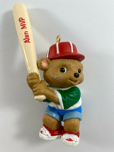 Hallmark Ornament 1993 Teddy Bear Playing Baseball Alan MVP Bat - £14.79 GBP