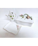 Vintage Wales Japan Porcelain Vanity Trinket Box Tray &amp; Mini Pitcher 4PC... - $469.34 MXN
