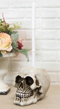 Macabre Grinning Skull Cranium Toilet Brush &amp; Base Holder Bathroom 2 Piece Set - £21.75 GBP