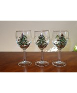 Set Lot of 3 Vintage Spode Christmas Tree Wine Glasses England 7.25&quot; Goblet - $21.99