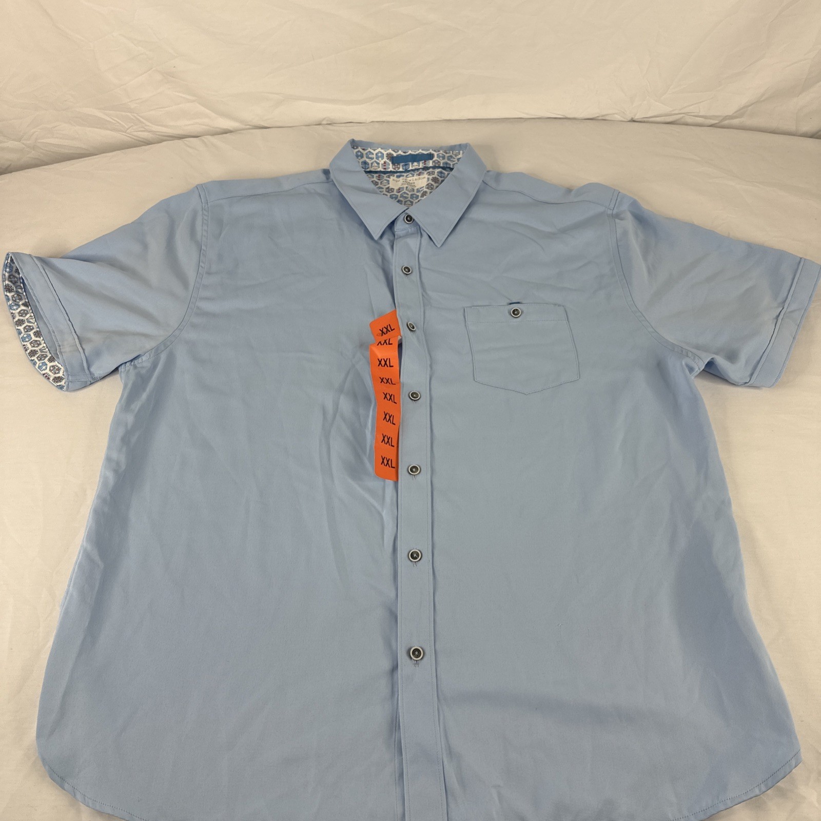 Age Of Wisdom Shirt Mens XXL  Light Blue Button Up Pocket Performance St... - $18.66