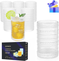 Cocktail Glasses Vintage Drinking Glasses - 12 Oz Hobnail Glassware Set of 6 Rai - £28.05 GBP