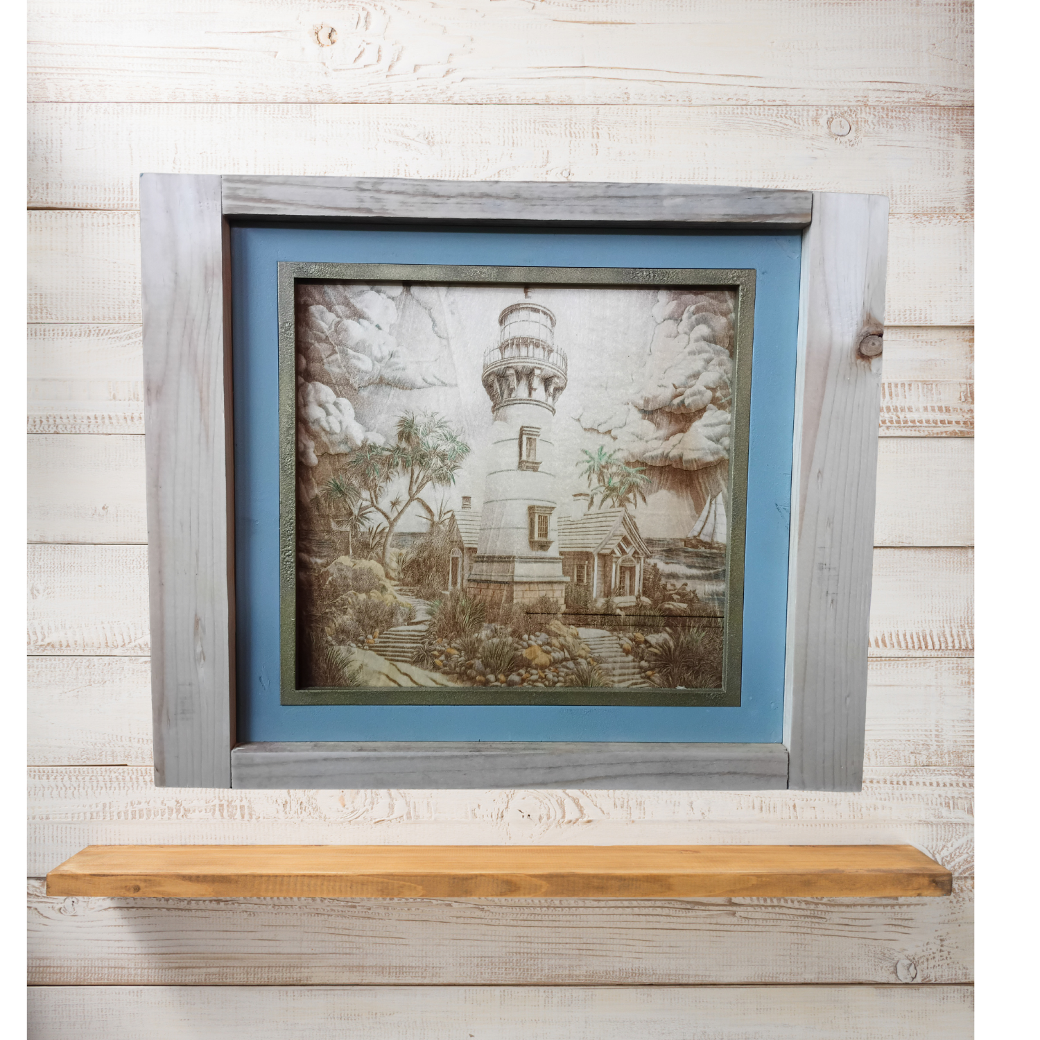 Laser Engraved Lighthouse Wall Art | Coastal Landscape with Hints of Col... - $35.00