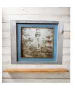 Laser Engraved Lighthouse Wall Art | Coastal Landscape with Hints of Color | Rus - $35.00