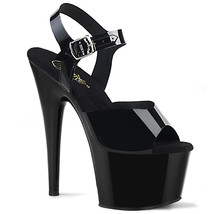 PLEASER ADORE-708N 7&quot; Heel Black Jelly Like TPU Ankle Strap Sandal Women... - $59.95