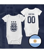 Argentina Custom Name 3 Stars FIFA World Cup Qatar 2022 White Baby Bodys... - $36.91 CAD