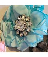 Hand Dyed Floral Crystal Center Velvet Scarf Tee Slide or Ring Blue - $363.21 MXN