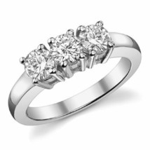 3.00CT Forever One Moissanite 4 Prong 3-Stone Ring 18K White Gold  - £1,514.77 GBP