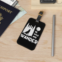 Acrylic Luggage Tag with Leather Strap - Black and White Wolf Design - £16.97 GBP