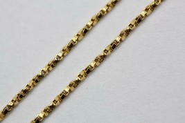 ITALY 14K Yellow Gold 1mm Curved Box Link Chain Necklace 18&quot; Long 2.3 Grams - £148.66 GBP
