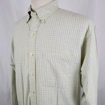 Izod Sueded Poplin Cotton Oxford Shirt XL Long Sleeve Plaid Check Button... - $12.95