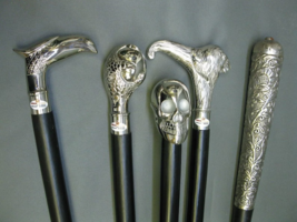 Set of 5 wooden walking sticks Wands silver knob walking stick hiking st... - £104.06 GBP