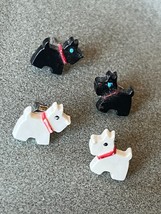 Lot of Black &amp; White Dainty Plastic Scottie Dog Post Earrings for Pierced Ears – - £9.02 GBP