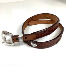 Tony Lama Ladies Sz 30 Concho Belt Brown Leather w/ Silver Toned Heart Conchos - £20.40 GBP