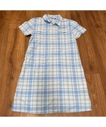 Vineyard Vines Girls Blue White Plaid Shirt Dress Lightweight Dry Fit Si... - $31.68