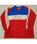 VINTAGE 1980 Three Dots USA Sweatshirt Red White Blue Size 18 - £23.34 GBP