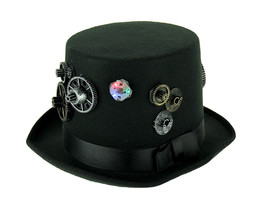 Formal Black Steampunk Style Top Hat With Flashing LED Lights - $20.65
