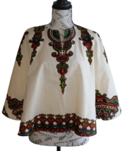 Dashiki by Hatari Beige Ethnic Tribal Print Kaftan Cover Up - $24.99