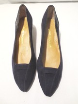Vtg 60&#39;s Mod Winsome Shoes Patent Leather Alligator Navy Blue Suede Size... - £27.94 GBP