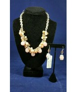 Yaumi K Multi Peach Bead Adjustable Statement Fashion Necklace and Earri... - £47.18 GBP