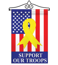 Support Our Troops - Applique Decorative Metal Wall Hanger Garden Flag Set GS111 - £27.09 GBP