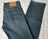 Levis 505 Mens Jeans 33x34 Blue Stone Wash Denim Straight Zip Fly 100% C... - £15.20 GBP