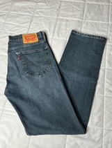 Levis 505 Mens Jeans 33x34 Blue Stone Wash Denim Straight Zip Fly 100% Cotton - £15.21 GBP