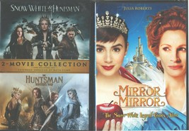 Snow White 3 PK-Huntsman&amp;Winter&#39;s War+Mirror Mirror-Hemsworth-L.Collins-NEW Dvd - £23.73 GBP