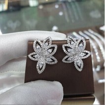 2.40Ct Marquise Simulated Moissanite Flower Stud Earrings 14K White Gold Plated - £90.19 GBP