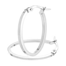 Citerna Large Classic Square Tubed Oval Hoop 9 ct White Gold Earrings  - $404.00