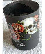 NEW Black Candle Holder Decorated with  Skulls and Roses - $8.42 CAD