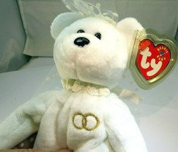 TY Beanie Babies &quot;Mrs&quot; USA 8&quot; White Teddy Bear for Wedding Anniversary b... - $15.38