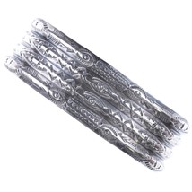 6.5&quot; Vintage Navajo Heavy Stamped silver ribbed bracelet - £508.88 GBP