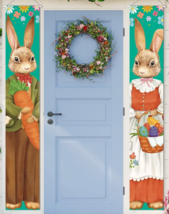 2 Pcs Happy Easter Bunny Porch Banner Sign Spring Outdoor Wall Front Doo... - £7.87 GBP